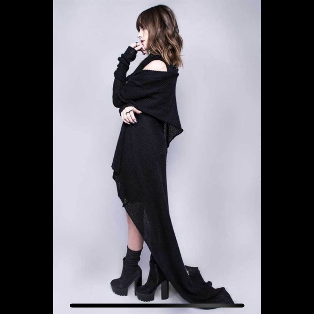 Elegant Black Off-Shoulder Sweater Dress